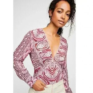 Free People Pink Patterned Blouse